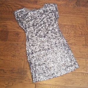 TFNC London open-back silver sequin dress - Large